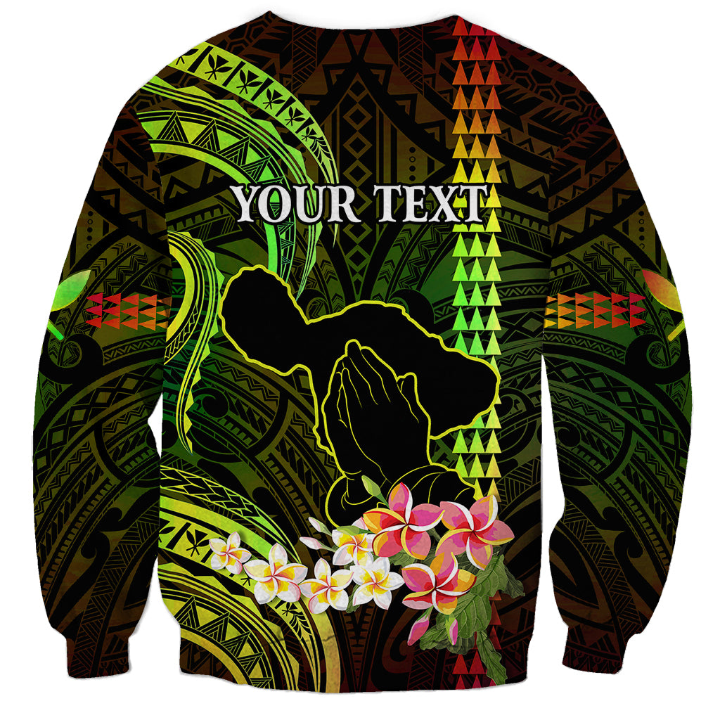 Personalised Hawaii Sweatshirt Pray For Maui Hawaiian Plumeria Be Strong Reggae Verison LT14 - Polynesian Pride
