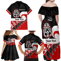 Personalised Te Reo Maori New Zealand Family Matching Off Shoulder Maxi Dress and Hawaiian Shirt Kia Haka Maori Fern With Tino Rangatiratanga LT14 - Polynesian Pride