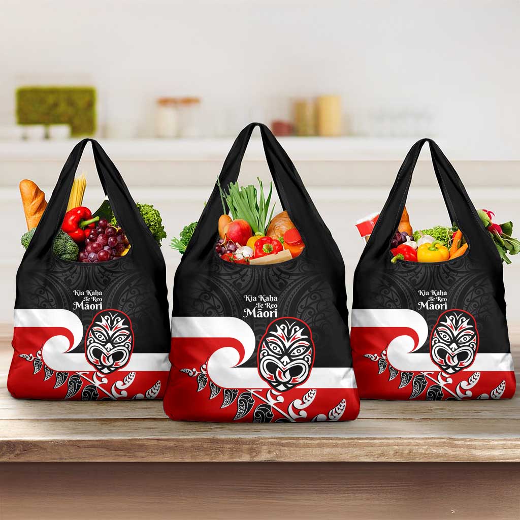 Te Reo Maori New Zealand Grocery Bag Kia Kaha Maori Fern With Tino Rangatiratanga