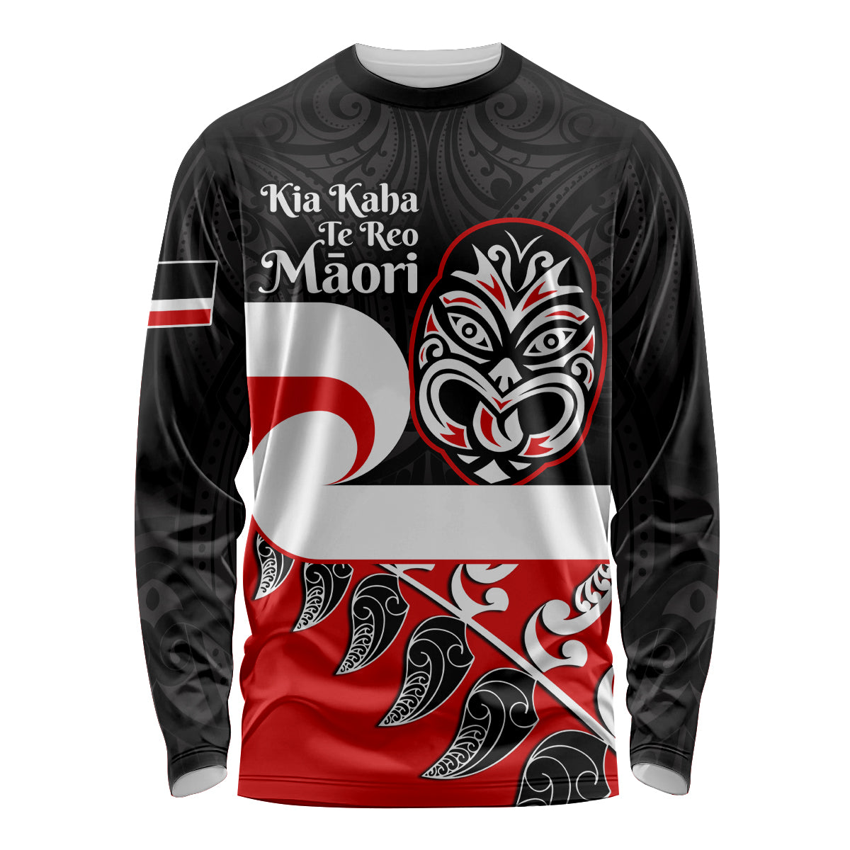 Personalised Te Reo Maori New Zealand Long Sleeve Shirt Kia Haka Maori Fern With Tino Rangatiratanga LT14 Unisex Red - Polynesian Pride