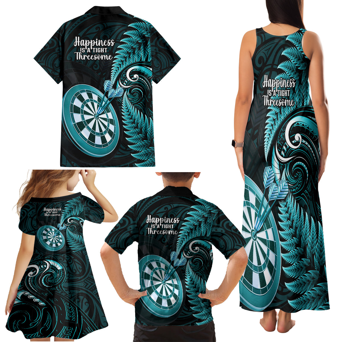 new-zealand-darts-family-matching-tank-maxi-dress-and-hawaiian-shirt-happiness-is-a-tight-threesome-maori-turquoise