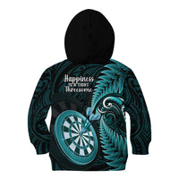 New Zealand Darts Kid Hoodie Happiness Is A Tight Threesome Maori Turquoise LT14 - Polynesian Pride