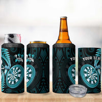 Personalised New Zealand Darts 4 in 1 Can Cooler Tumbler Happiness Is A Tight Threesome Maori Turquoise