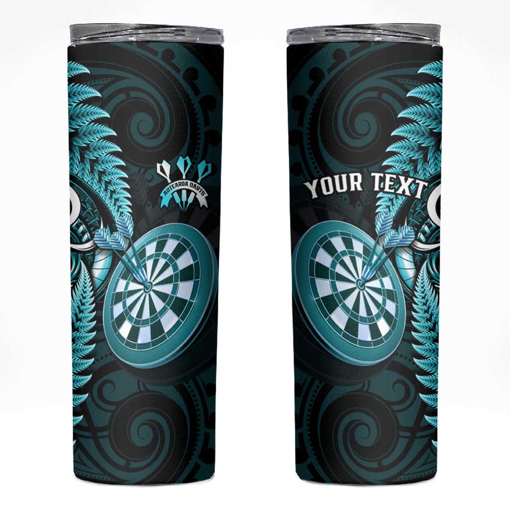 Personalised New Zealand Darts Skinny Tumbler Happiness Is A Tight Threesome Maori Turquoise