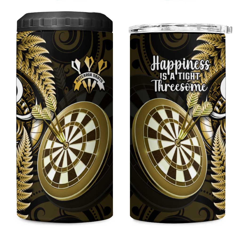 New Zealand Darts 4 in 1 Can Cooler Tumbler Happiness Is A Tight Threesome Maori Gold