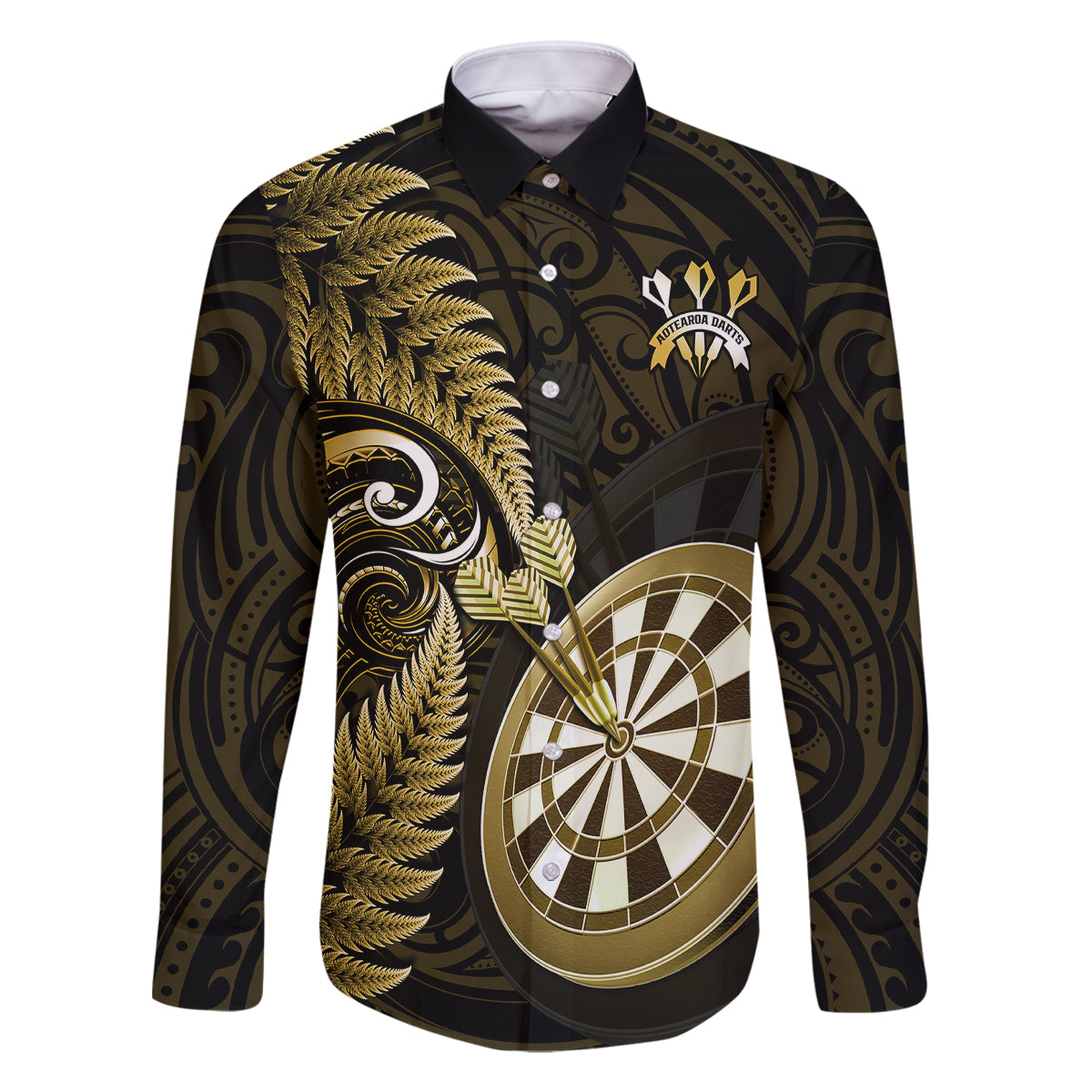 new-zealand-darts-family-matching-long-sleeve-bodycon-dress-and-hawaiian-shirt-happiness-is-a-tight-threesome-maori-gold