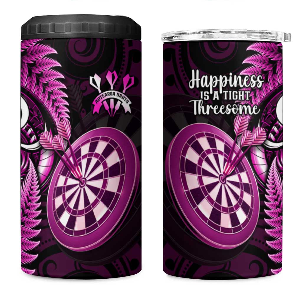 New Zealand Darts 4 in 1 Can Cooler Tumbler Happiness Is A Tight Threesome Maori Pink