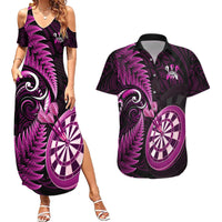 New Zealand Darts Couples Matching Summer Maxi Dress and Hawaiian Shirt Happiness Is A Tight Threesome Maori Pink LT14 Pink - Polynesian Pride