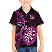 New Zealand Darts Family Matching Tank Maxi Dress and Hawaiian Shirt Happiness Is A Tight Threesome Maori Pink LT14 Son's Shirt Pink - Polynesian Pride
