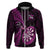 Personalised New Zealand Darts Hoodie Happiness Is A Tight Threesome Maori Pink LT14 - Polynesian Pride