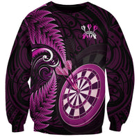 Personalised New Zealand Darts Sweatshirt Happiness Is A Tight Threesome Maori Pink LT14 Unisex Pink - Polynesian Pride