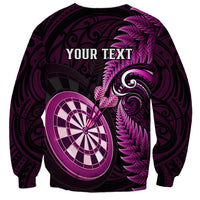 Personalised New Zealand Darts Sweatshirt Happiness Is A Tight Threesome Maori Pink LT14 - Polynesian Pride