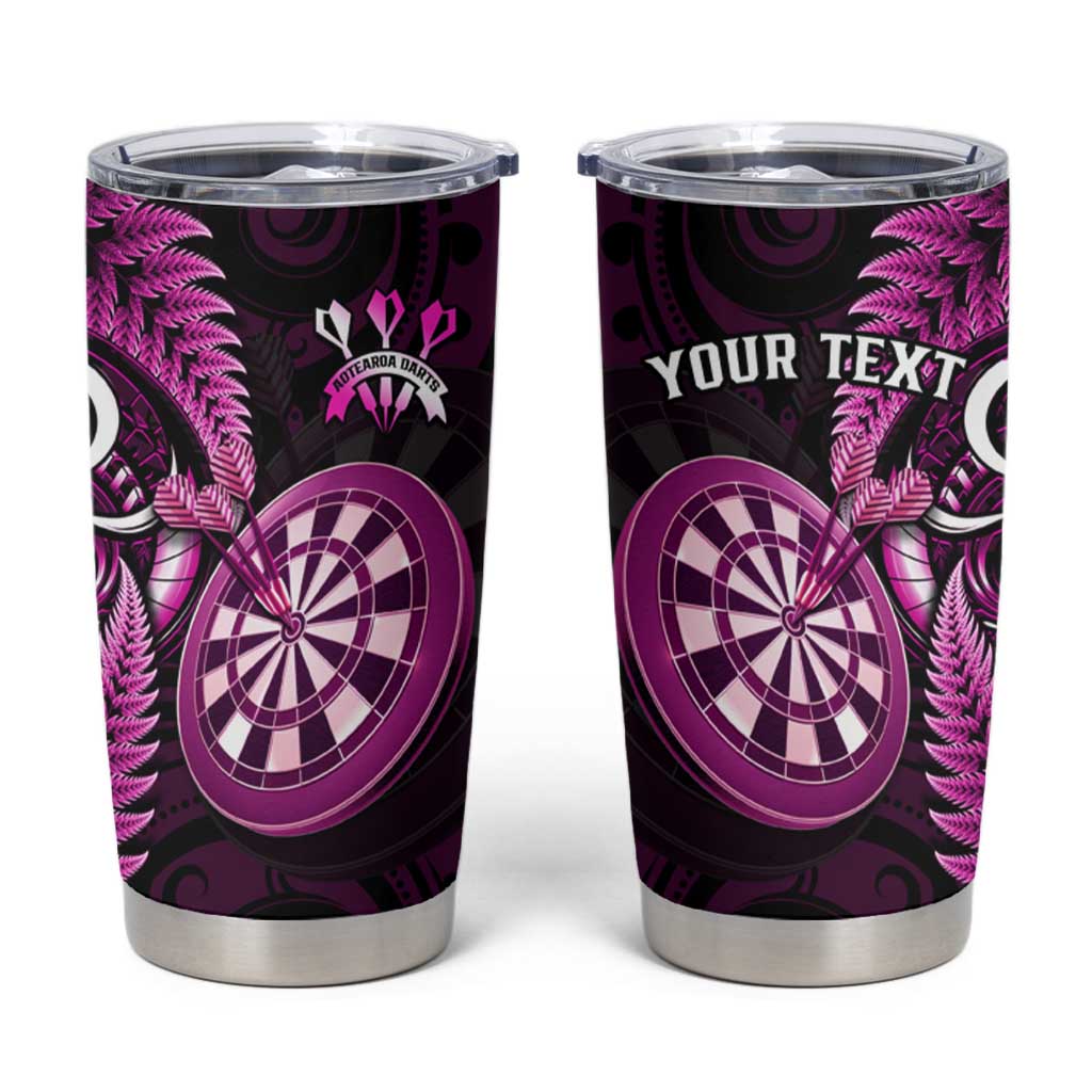 Personalised New Zealand Darts Tumbler Cup Happiness Is A Tight Threesome Maori Pink