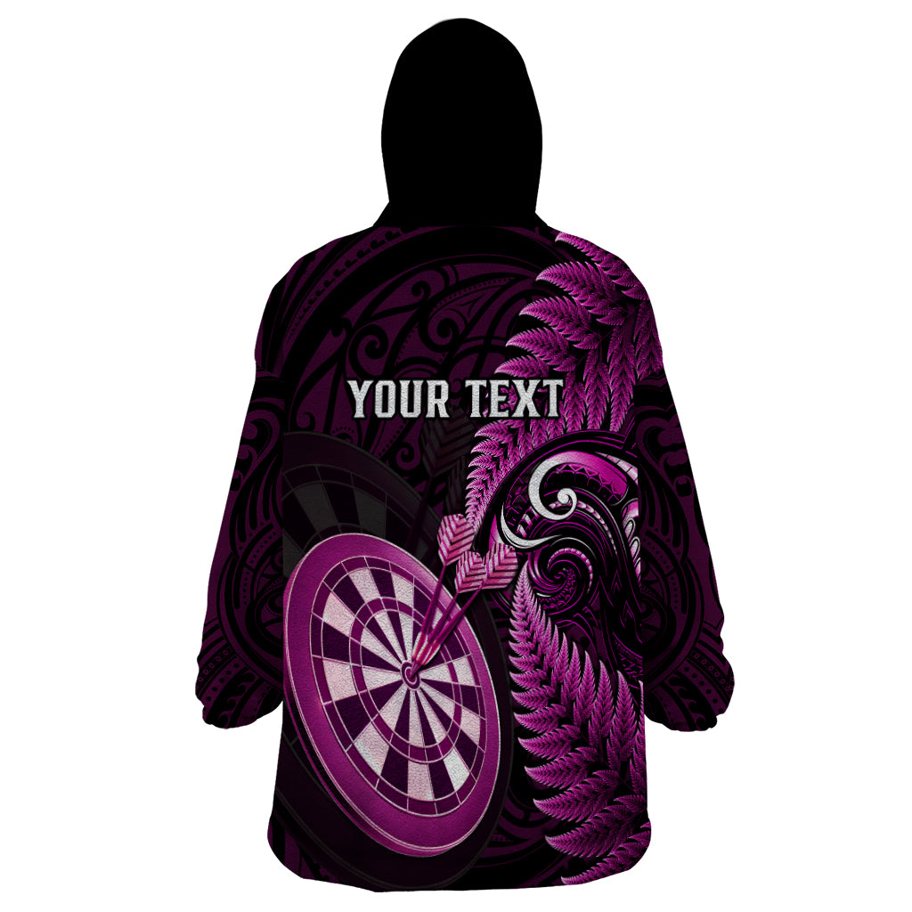 Personalised New Zealand Darts Wearable Blanket Hoodie Happiness Is A Tight Threesome Maori Pink LT14 - Polynesian Pride