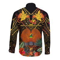 Papua New Guinea Central Province Long Sleeve Button Shirt Papua Niugini Coat Of Arms With Flag Style LT14 - Polynesian Pride