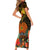 Papua New Guinea Central Province Short Sleeve Bodycon Dress Papua Niugini Coat Of Arms With Flag Style LT14 - Polynesian Pride