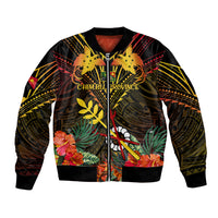 Papua New Guinea Chimbu Province Bomber Jacket Papua Niugini Coat Of Arms With Flag Style LT14 Unisex Black - Polynesian Pride