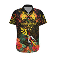 Papua New Guinea Chimbu Province Hawaiian Shirt Papua Niugini Coat Of Arms With Flag Style LT14 Black - Polynesian Pride