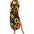 Papua New Guinea Chimbu Province Summer Maxi Dress Papua Niugini Coat Of Arms With Flag Style LT14 Women Black - Polynesian Pride