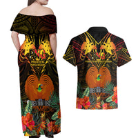 Papua New Guinea East New Britain Province Couples Matching Off Shoulder Maxi Dress and Hawaiian Shirt Papua Niugini Coat Of Arms With Flag Style LT14 - Polynesian Pride