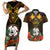 Papua New Guinea East New Britain Province Couples Matching Short Sleeve Bodycon Dress and Hawaiian Shirt Papua Niugini Coat Of Arms With Flag Style LT14 Black - Polynesian Pride