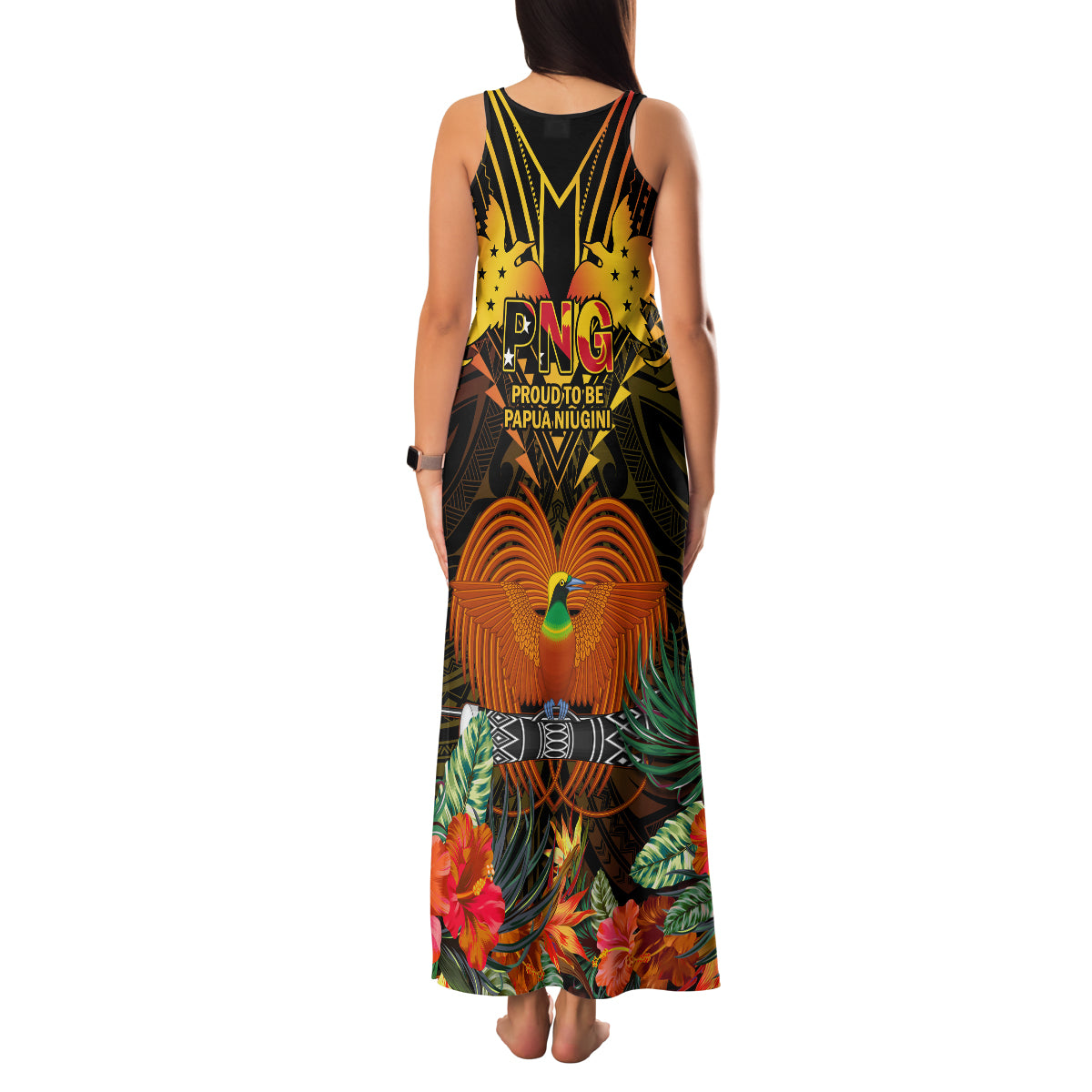 Papua New Guinea Western Province Family Matching Tank Maxi Dress and Hawaiian Shirt Papua Niugini Coat Of Arms With Flag Style LT14 - Polynesian Pride