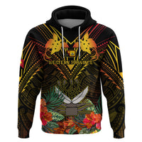 Papua New Guinea Western Province Hoodie Papua Niugini Coat Of Arms With Flag Style LT14 Black - Polynesian Pride