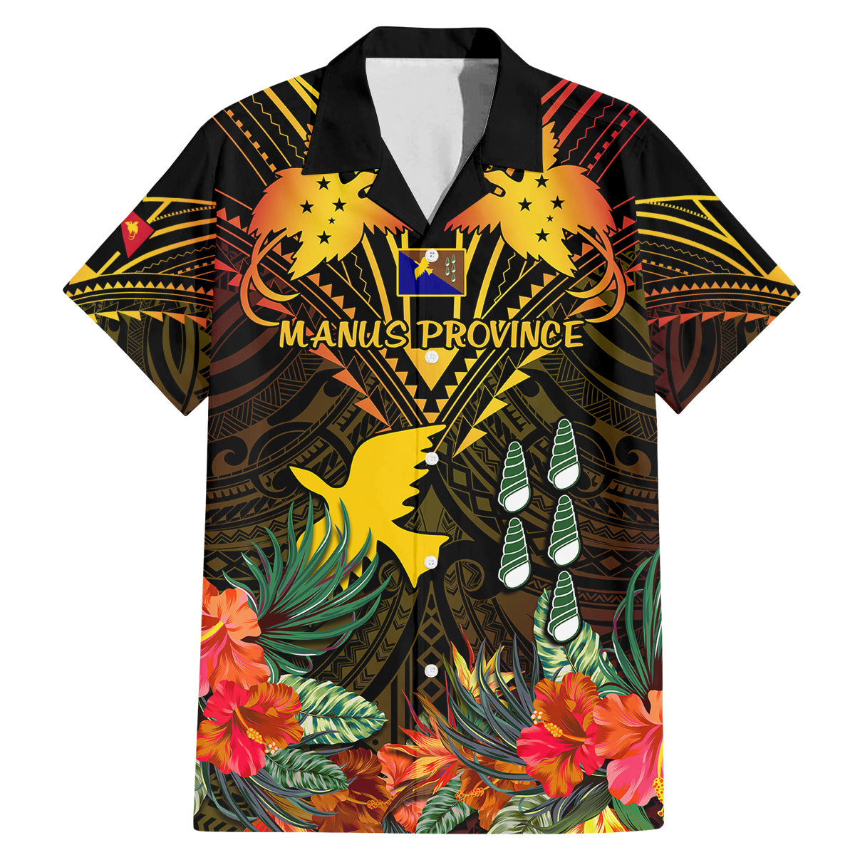 papua-new-guinea-manus-province-family-matching-mermaid-dress-and-hawaiian-shirt-papua-niugini-coat-of-arms-with-flag-style