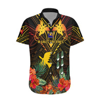 Papua New Guinea Manus Province Hawaiian Shirt Papua Niugini Coat Of Arms With Flag Style LT14 Black - Polynesian Pride
