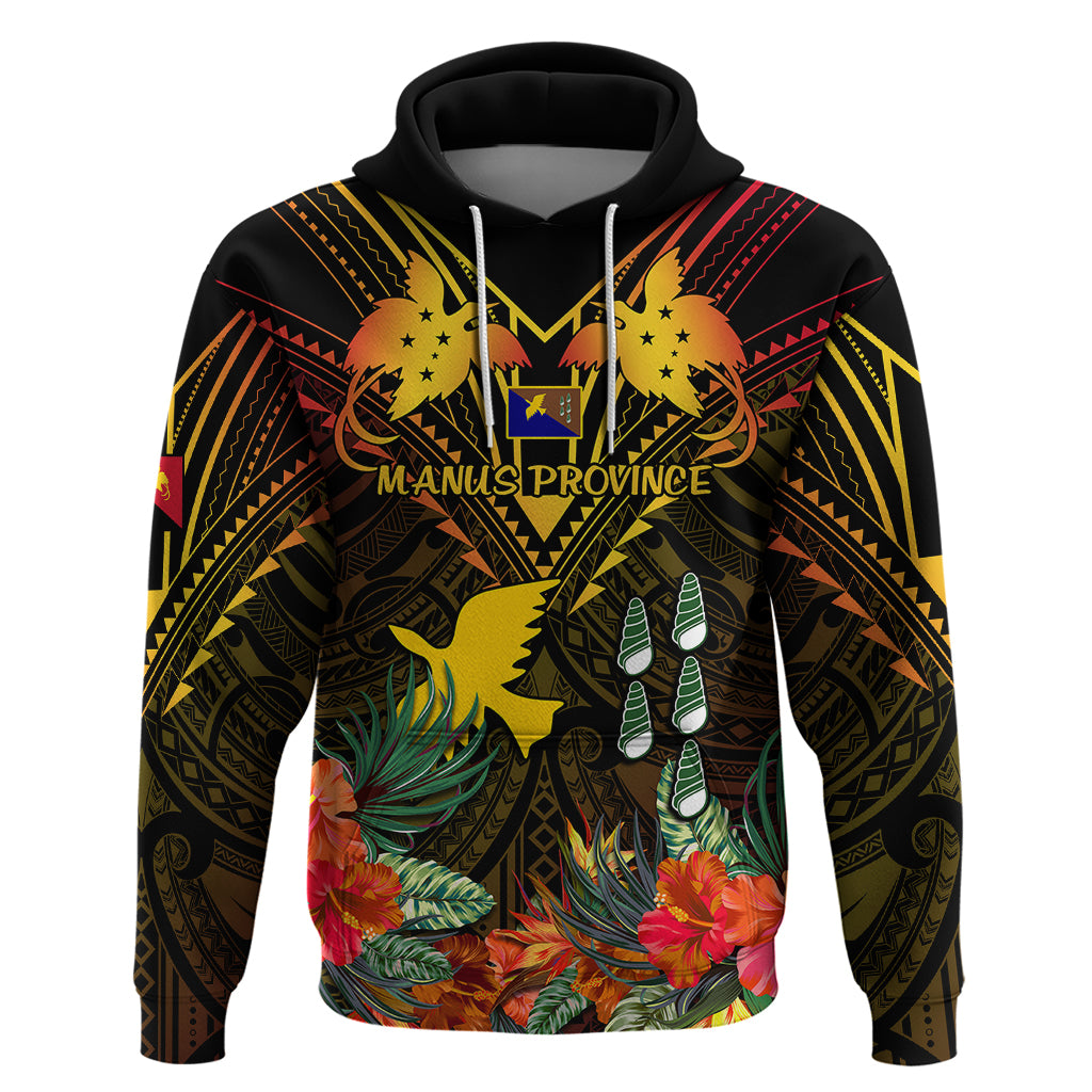 Papua New Guinea Manus Province Hoodie Papua Niugini Coat Of Arms With Flag Style LT14 Black - Polynesian Pride