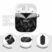 Custom New Zealand Silver Fern Football AirPods Case Go Aotearoa Grunge Black - Polynesian Pride