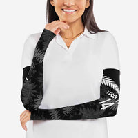 Custom New Zealand Silver Fern Football Arm Sleeves Go Aotearoa Grunge Black - Polynesian Pride