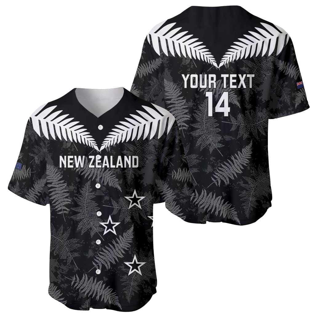Custom New Zealand Silver Fern Football Baseball Jersey Go Aotearoa Grunge Black - Polynesian Pride