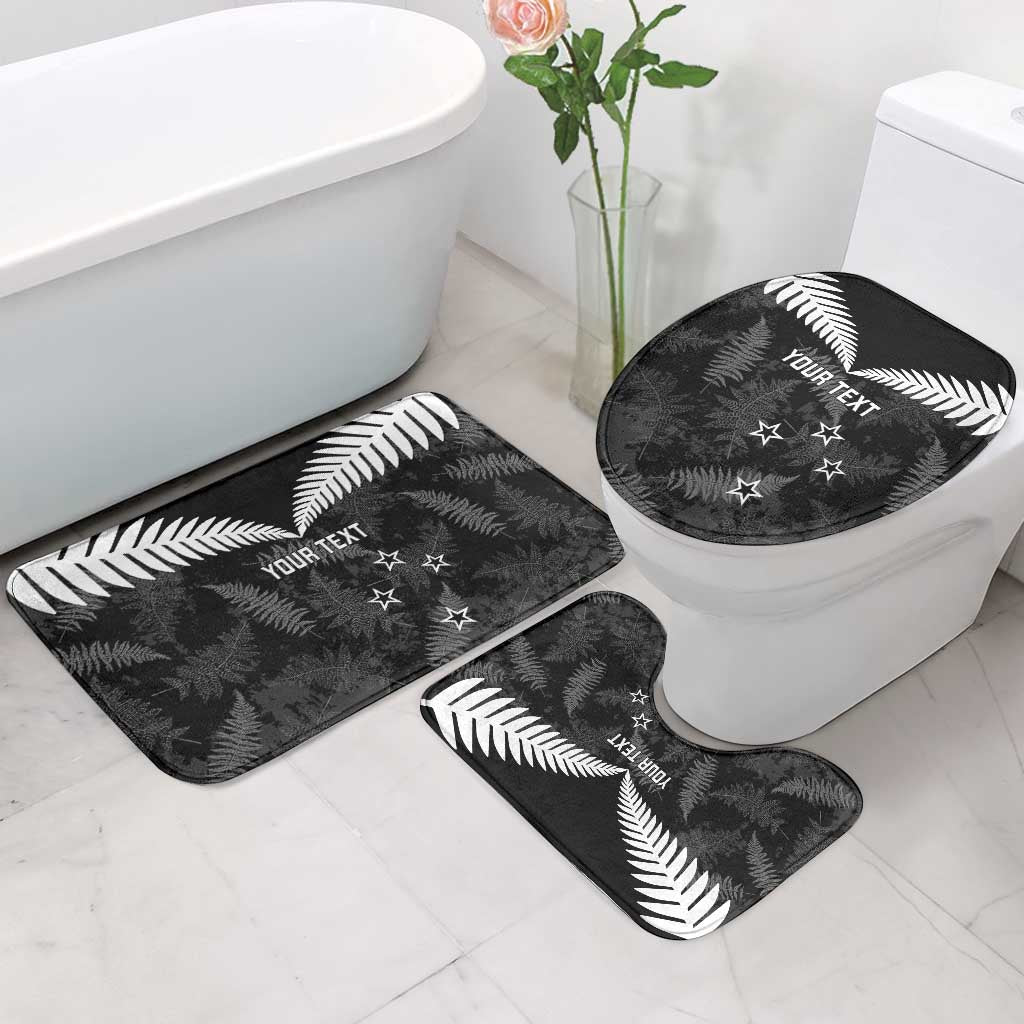 Custom New Zealand Silver Fern Football Bathroom Set Go Aotearoa Grunge Black - Polynesian Pride