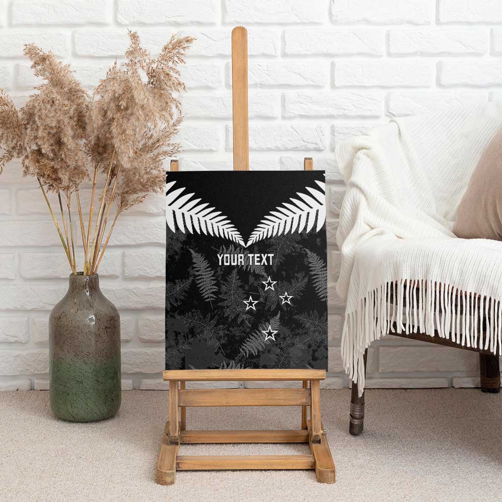 Custom New Zealand Silver Fern Football Canvas Wall Art Go Aotearoa Grunge Black - Polynesian Pride