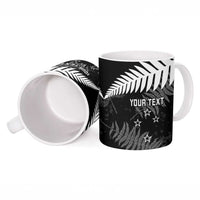 Custom New Zealand Silver Fern Football Ceramic Mug Go Aotearoa Grunge Black - Polynesian Pride