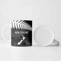Custom New Zealand Silver Fern Football Ceramic Mug Go Aotearoa Grunge Black - Polynesian Pride