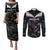 Custom New Zealand Silver Fern Football Couples Matching Puletasi and Long Sleeve Button Shirt Go Aotearoa Grunge Black - Polynesian Pride
