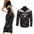 Custom New Zealand Silver Fern Football Couples Matching Short Sleeve Bodycon Dress and Long Sleeve Button Shirt Go Aotearoa Grunge Black - Polynesian Pride