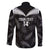 Custom New Zealand Silver Fern Football Family Matching Long Sleeve Bodycon Dress and Hawaiian Shirt Go Aotearoa Grunge Black - Polynesian Pride