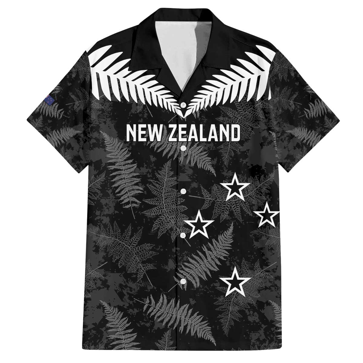 Custom New Zealand Silver Fern Football Family Matching Off The Shoulder Long Sleeve Dress and Hawaiian Shirt Go Aotearoa Grunge Black - Polynesian Pride