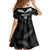 Custom New Zealand Silver Fern Football Family Matching Off Shoulder Maxi Dress and Hawaiian Shirt Go Aotearoa Grunge Black - Polynesian Pride