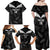 Custom New Zealand Silver Fern Football Family Matching Off Shoulder Maxi Dress and Hawaiian Shirt Go Aotearoa Grunge Black - Polynesian Pride