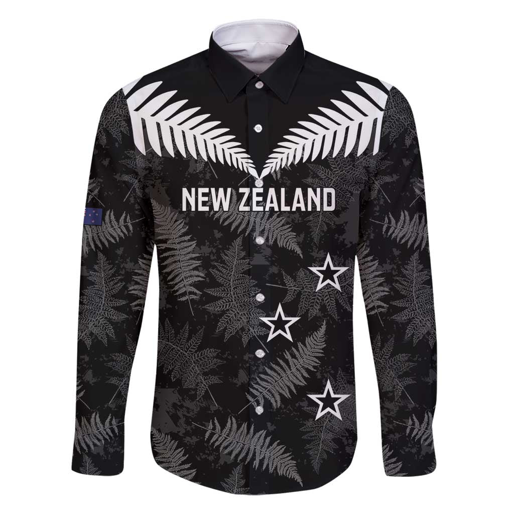 Custom New Zealand Silver Fern Football Family Matching Off Shoulder Maxi Dress and Hawaiian Shirt Go Aotearoa Grunge Black - Polynesian Pride