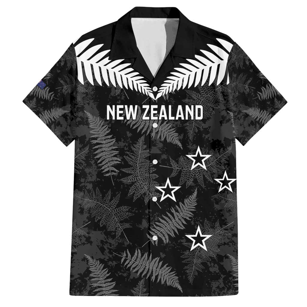Custom New Zealand Silver Fern Football Family Matching Puletasi and Hawaiian Shirt Go Aotearoa Grunge Black - Polynesian Pride