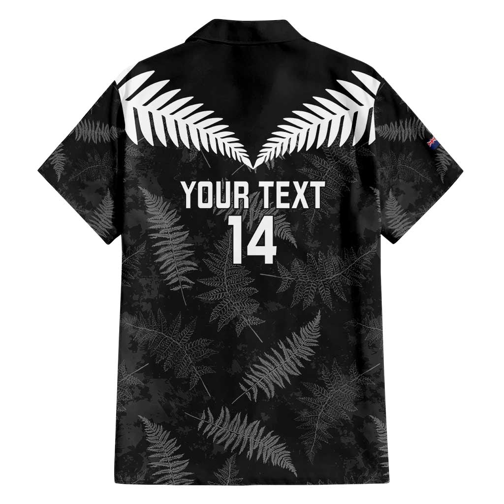 Custom New Zealand Silver Fern Football Family Matching Short Sleeve Bodycon Dress and Hawaiian Shirt Go Aotearoa Grunge Black - Polynesian Pride