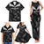 Custom New Zealand Silver Fern Football Family Matching Tank Maxi Dress and Hawaiian Shirt Go Aotearoa Grunge Black - Polynesian Pride