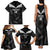 Custom New Zealand Silver Fern Football Family Matching Tank Maxi Dress and Hawaiian Shirt Go Aotearoa Grunge Black - Polynesian Pride