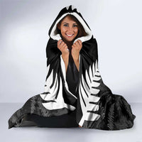 Custom New Zealand Silver Fern Football Hooded Blanket Go Aotearoa Grunge Black - Polynesian Pride