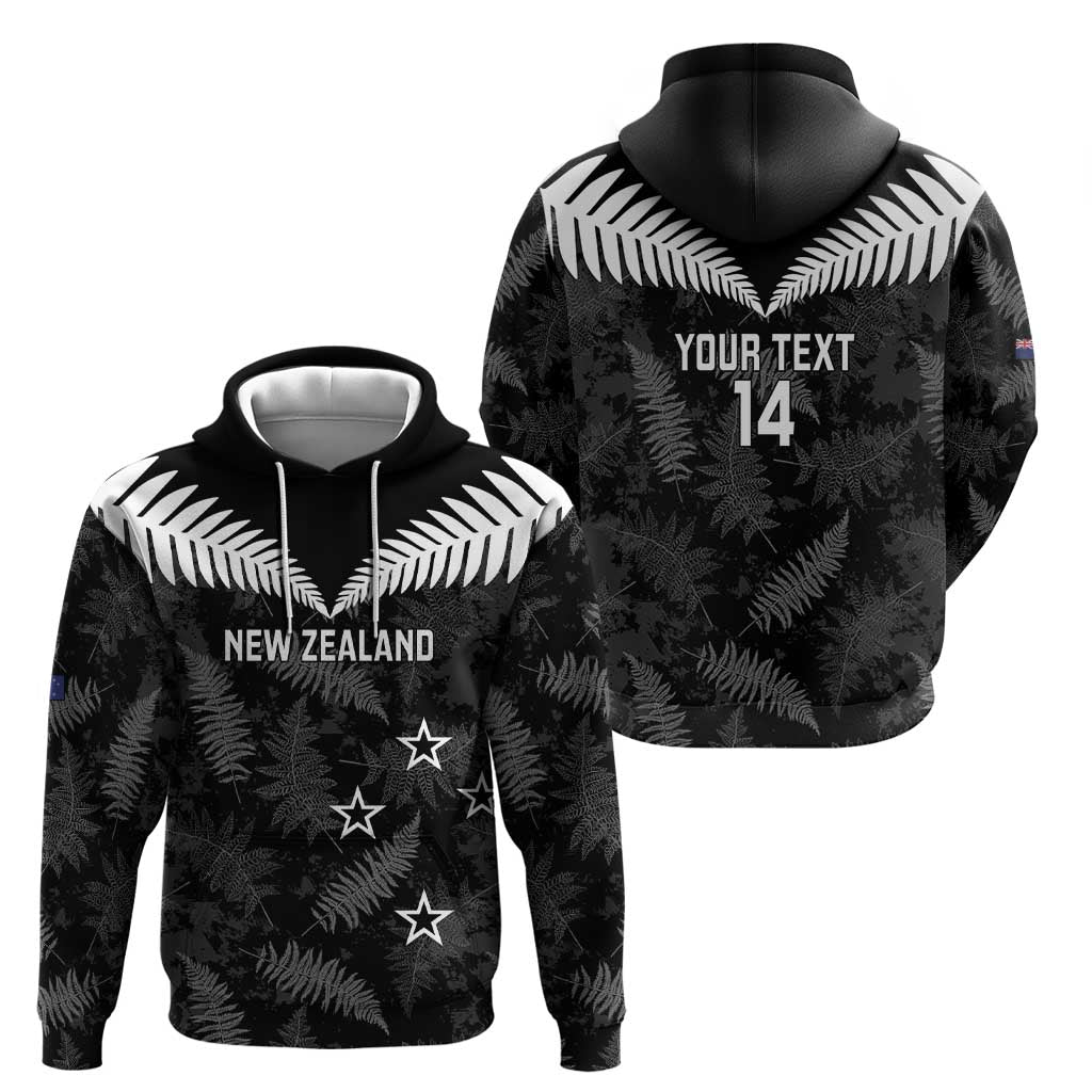 Custom New Zealand Silver Fern Football Hoodie Go Aotearoa Grunge Black - Polynesian Pride